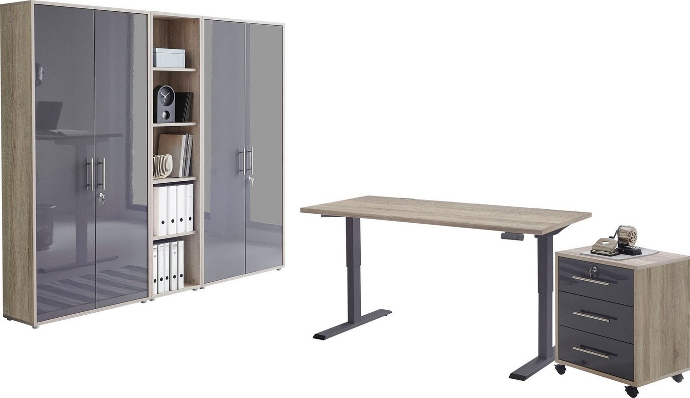 BMG Möbel Büromöbel-Set Tabor, (Set, 5-tlg), mit elektrisch höhenverstellbarem Schreibtisch von BMG Möbel
