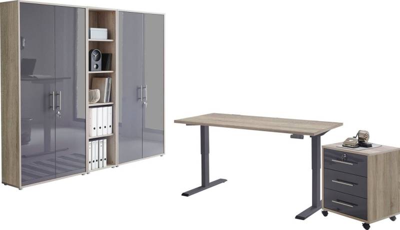 BMG Möbel Büromöbel-Set Tabor, (Set, 5-tlg), mit elektrisch höhenverstellbarem Schreibtisch von BMG Möbel