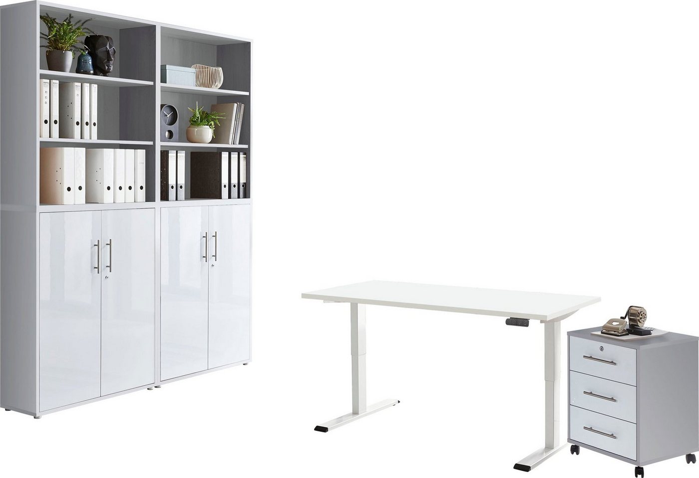 BMG Möbel Büromöbel-Set Tabor, (Set, 6-St), mit elektrisch höhenverstellbarem Schreibtisch von BMG Möbel