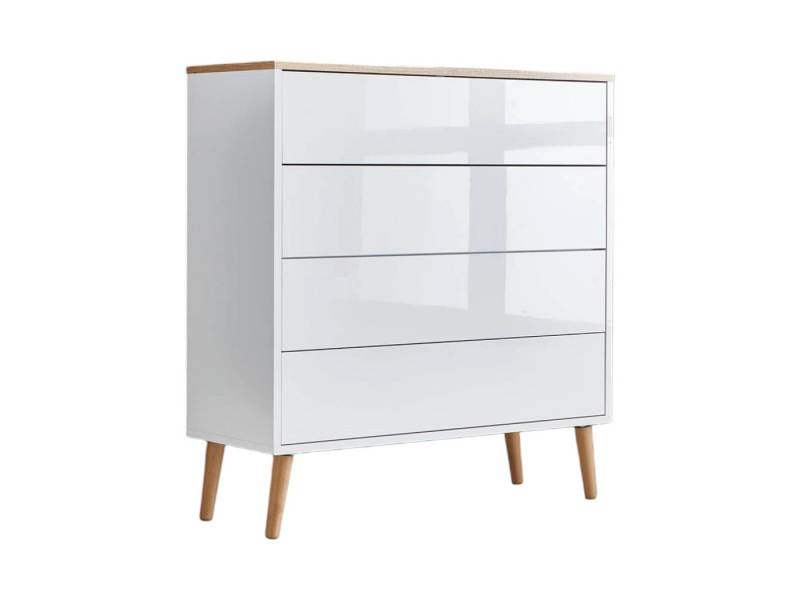 BMG Möbel Kommode Mailand (Schubladenkommode Sideboard Kommode Anrichte, mit Massivholzfuß), Push-to-open-Funktion von BMG Möbel