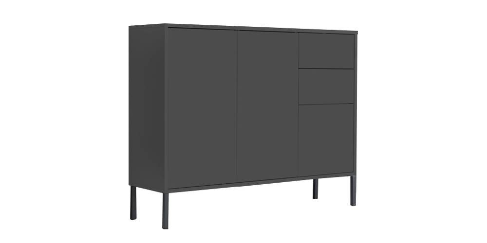 BMG Möbel Kommode Mailand 10 (Sideboard, Einzelkommode), grifflos, viel Stauraum, 106 x 73 x 33 cm, Korpus Anthrazit von BMG Möbel