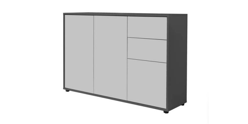 BMG Möbel Kommode Mailand 10 (Sideboard, Einzelkommode), grifflos, viel Stauraum, 106 x 73 x 33 cm, Korpus Anthrazit von BMG Möbel