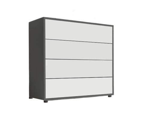 BMG Möbel Schubkastenkommode Mailand 3 Anrichte Sideboard für Schlafzimmer, Wohnzimmer und Garderobe, (Anthrazit/Weiß) von BMG Möbel