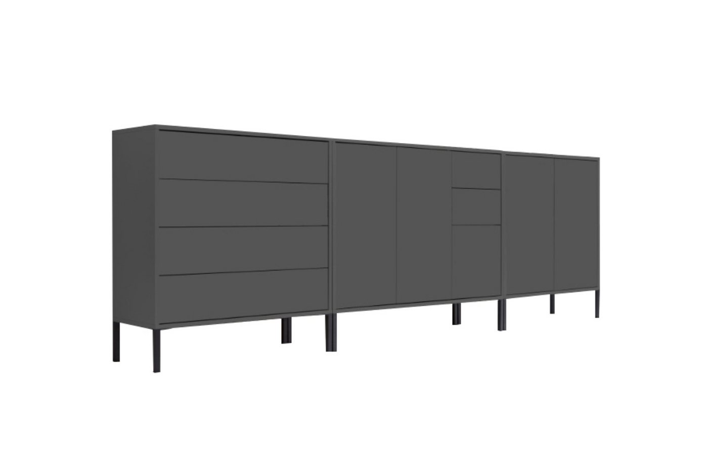 BMG Möbel Kommode Mailand Anthrazit (Set, Sideboard), grifflos mit Push-to-open-Funktion von BMG Möbel