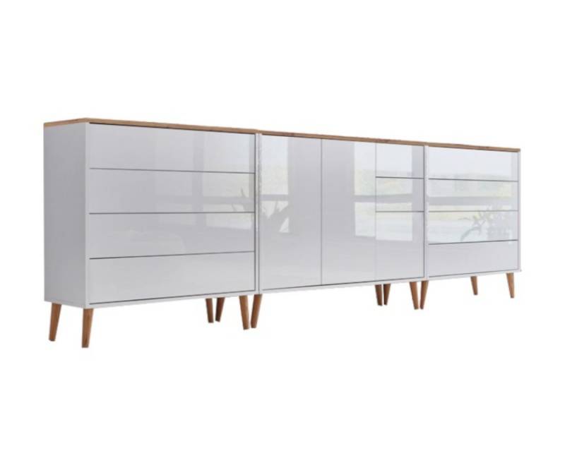 BMG Möbel Kommode Mailand Artisan (Set, Sideboard), grifflos mit Push-to-open Funktion, hochglanz lackierte Fronten von BMG Möbel