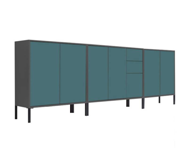 BMG Möbel Kommode Sideboard Mailand Set 6 in verschiedenen Ausführungen (3tlg), Korpus in Anthrazit, mit Anti-Fingerprint-Beschichtung von BMG Möbel