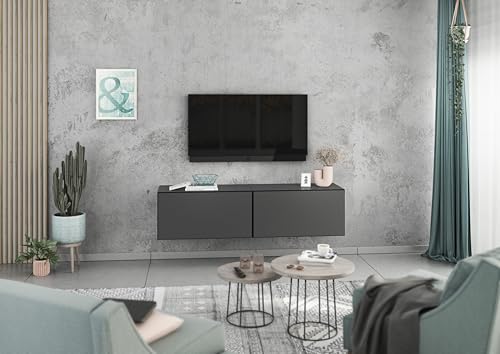 BMG Möbel Lowboard/Sideboard 2 teilig 152 cm mit MDF Fronten und Softclose Klappen, wählbar in 8 modernen Farbkombinationen (Anthrazit - Anthrazit Matt) von BMG Möbel