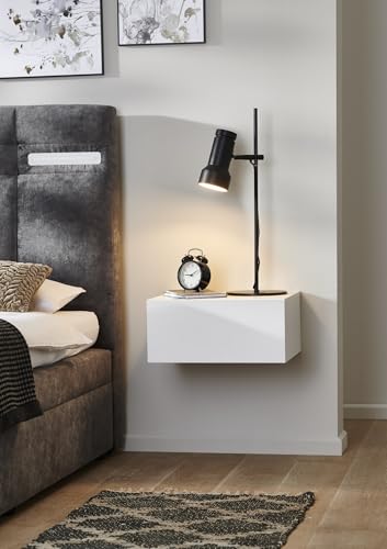 BMG Möbel Nachtschrank 2er Set hängend wandmontage mit Schublade Nachtkonsole modern in Weiss, anthrazit oder Holzdekor (2, Weiss, Eine Schublade) von BMG Möbel