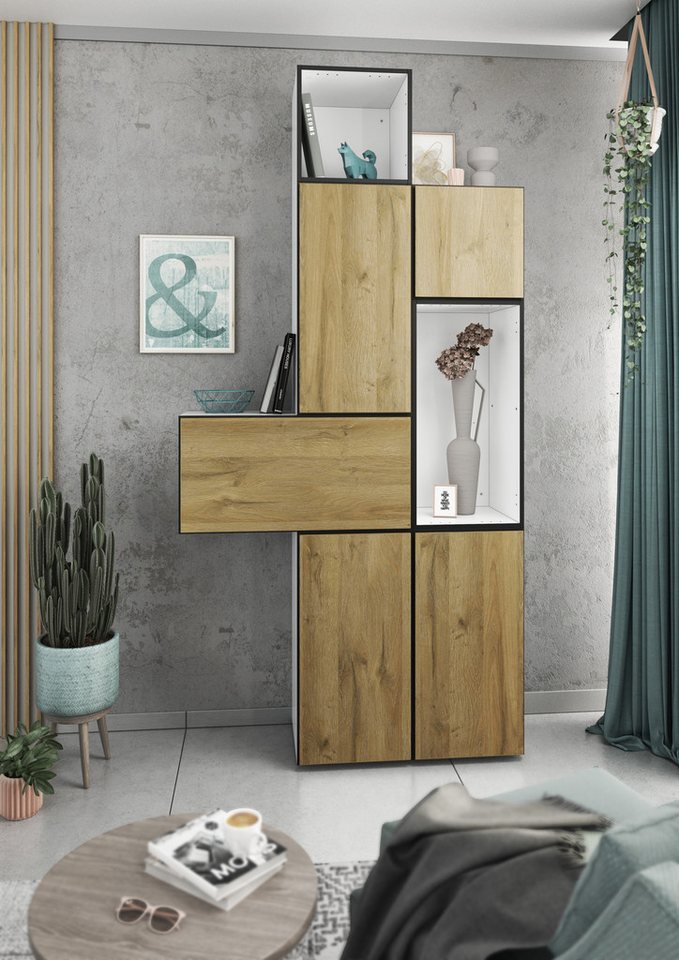 BMG Möbel Schrank-Set Modul+, (7 tlg. 114 x 228 x 38 cm), Wohnzimmerschrank Set mit Softclose, Made in Germany von BMG Möbel