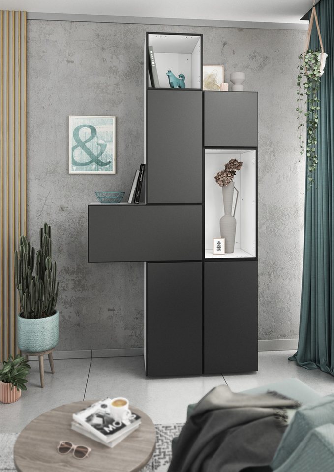 BMG Möbel Schrank-Set Modul+, (7 tlg. 114 x 228 x 38 cm), Wohnzimmerschrank Set mit Softclose, Made in Germany von BMG Möbel
