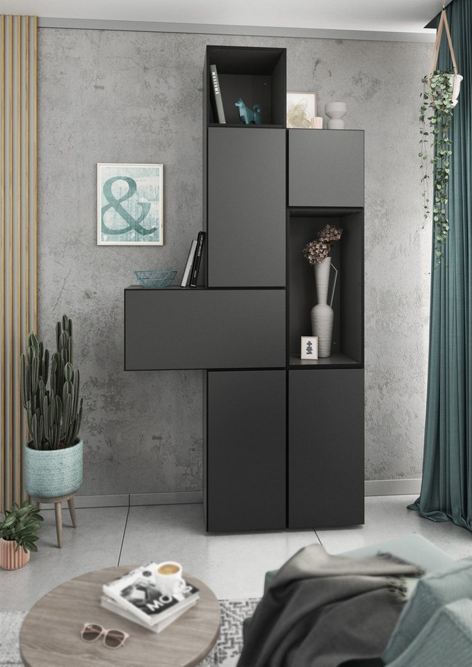 BMG Möbel Schrank-Set Modul+, (7 tlg. 114 x 228 x 38 cm), Wohnzimmerschrank Set mit Softclose, Made in Germany von BMG Möbel