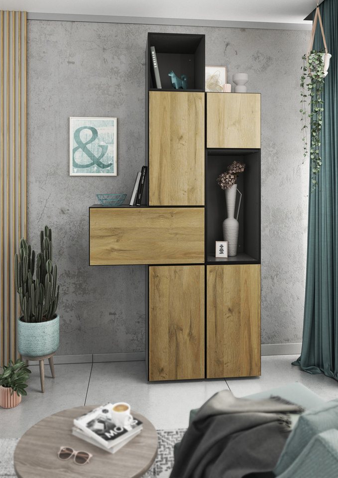 BMG Möbel Schrank-Set Modul+, (7 tlg. 114 x 228 x 38 cm), Wohnzimmerschrank Set mit Softclose, Made in Germany von BMG Möbel