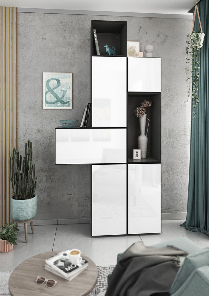 BMG Möbel Schrank-Set Modul+, (7 tlg. 114 x 228 x 38 cm), Wohnzimmerschrank Set mit Softclose, Made in Germany von BMG Möbel