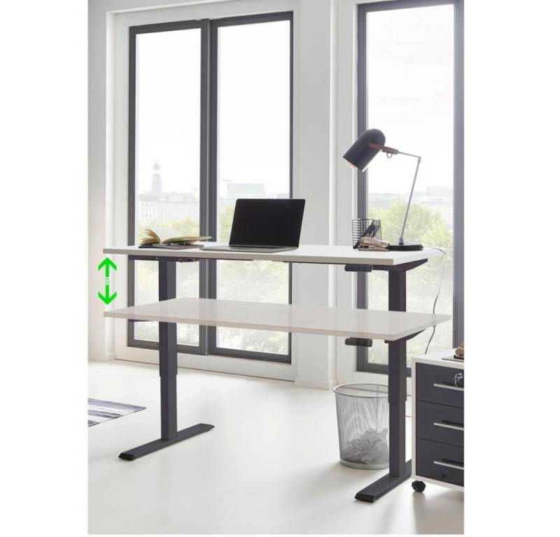 BMG Möbel Schreibtisch BMG Möbel Schreibtisch höhenverstellbar, eDition, 160 x 80 cm Gestell, 160 x 80 cm höhenverstellbar weiß Gestell anthrazit von BMG Möbel