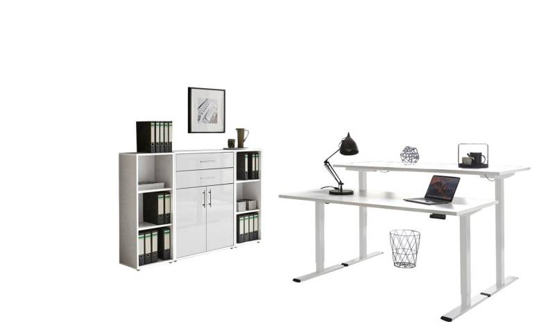 BMG Möbel Büromöbel-Set e-Tabor Set 13, (Büromöbel-Set 13, elektrisch höhenverstellbarer Schreibtisch + Aktenschränke), stufenlos verstellbar 69-119 cm, mit Memory-Funktion von BMG Möbel