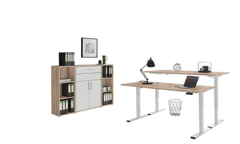 BMG Möbel Büromöbel-Set e-Tabor Set 13, (Büromöbel-Set 13, elektrisch höhenverstellbarer Schreibtisch + Aktenschränke), stufenlos verstellbar 69-119 cm, mit Memory-Funktion von BMG Möbel