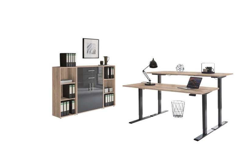 BMG Möbel Büromöbel-Set e-Tabor Set 13, (Büromöbel-Set 13, elektrisch höhenverstellbarer Schreibtisch + Aktenschränke), stufenlos verstellbar 69-119 cm, mit Memory-Funktion von BMG Möbel