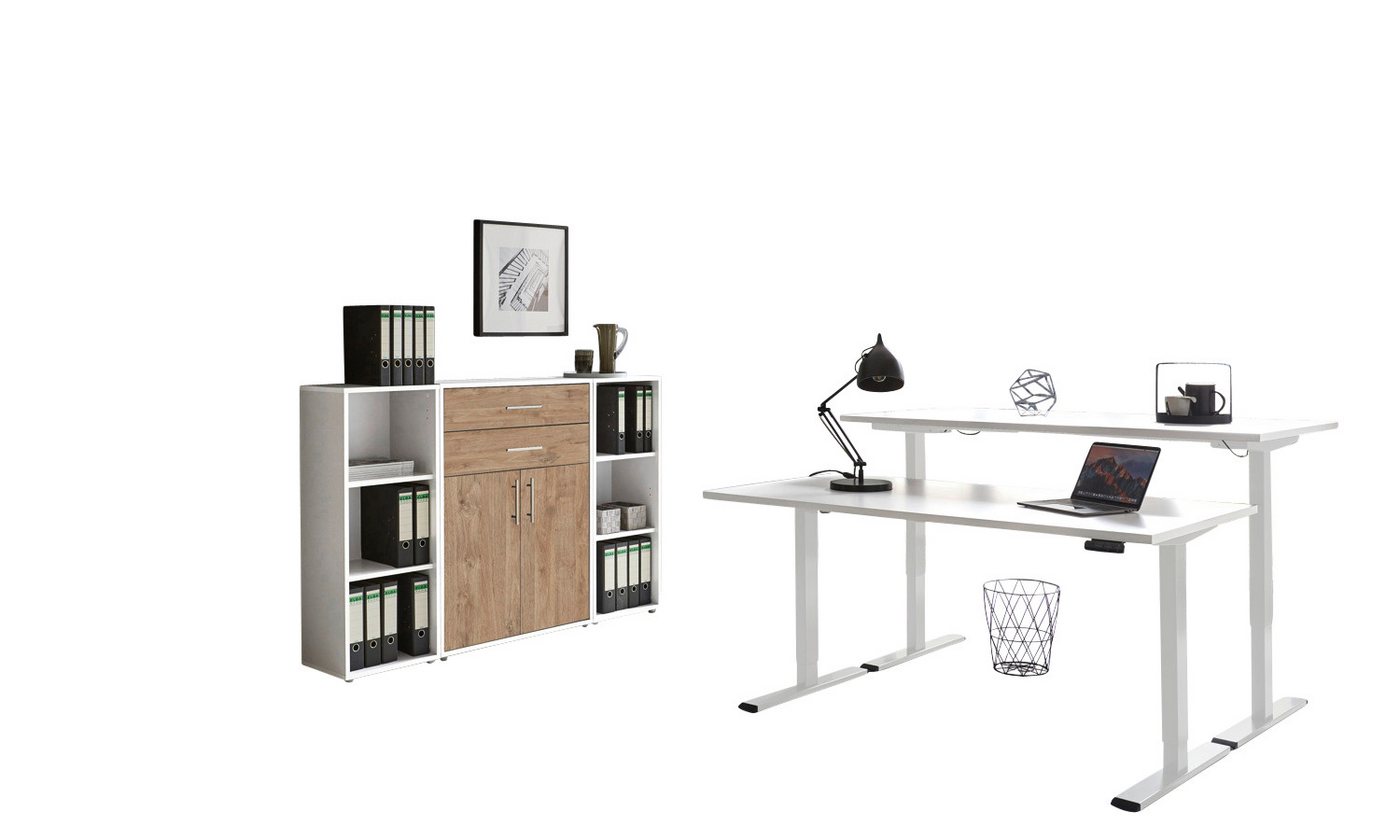 BMG Möbel Büromöbel-Set e-Tabor Set 13, (Büromöbel-Set 13, elektrisch höhenverstellbarer Schreibtisch + Aktenschränke), stufenlos verstellbar 69-119 cm, mit Memory-Funktion von BMG Möbel