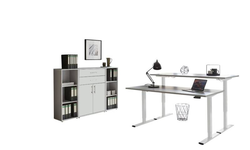 BMG Möbel Büromöbel-Set e-Tabor Set 13, (Büromöbel-Set 13, elektrisch höhenverstellbarer Schreibtisch + Aktenschränke), stufenlos verstellbar 69-119 cm, mit Memory-Funktion von BMG Möbel