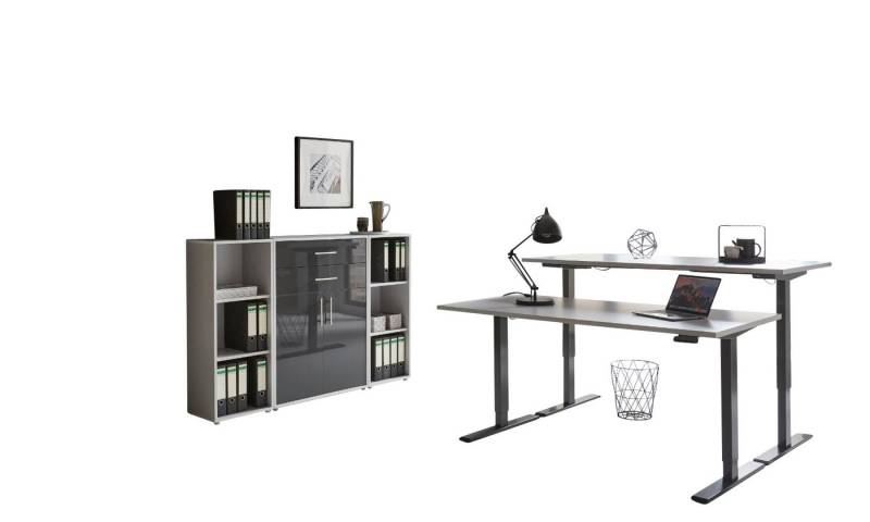 BMG Möbel Büromöbel-Set e-Tabor Set 13, (Büromöbel-Set 13, elektrisch höhenverstellbarer Schreibtisch + Aktenschränke), stufenlos verstellbar 69-119 cm, mit Memory-Funktion von BMG Möbel