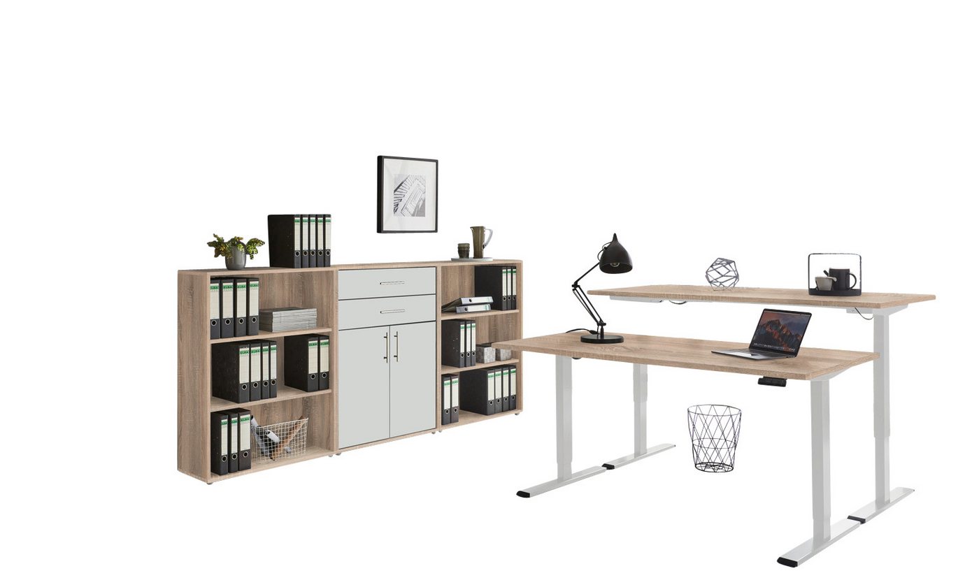 BMG Möbel Büromöbel-Set e-Tabor Set 14, (Büromöbel-Set 14, elektrisch höhenverstellbarer Schreibtisch + Aktenschränke), stufenlos verstellbar 69-119 cm, mit Memory-Funktion von BMG Möbel