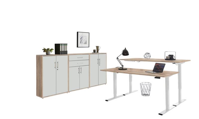 BMG Möbel Büromöbel-Set e-Tabor Set 15, (Büromöbel-Set 15, elektrisch höhenverstellbarer Schreibtisch + Aktenschränke), stufenlos verstellbar 69-119 cm, mit Memory-Funktion von BMG Möbel