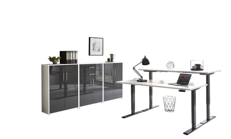 BMG Möbel Büromöbel-Set e-Tabor Set 15, (Büromöbel-Set 15, elektrisch höhenverstellbarer Schreibtisch + Aktenschränke), stufenlos verstellbar 69-119 cm, mit Memory-Funktion von BMG Möbel