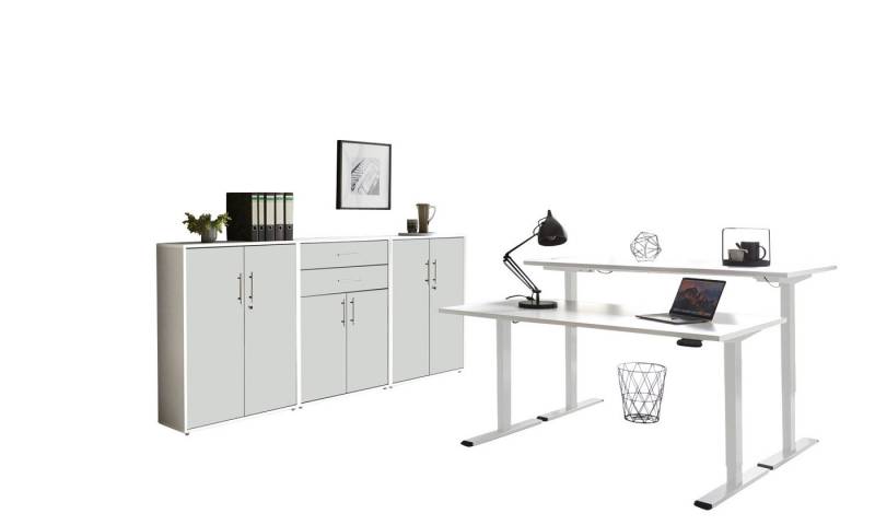 BMG Möbel Büromöbel-Set e-Tabor Set 15, (Büromöbel-Set 15, elektrisch höhenverstellbarer Schreibtisch + Aktenschränke), stufenlos verstellbar 69-119 cm, mit Memory-Funktion von BMG Möbel