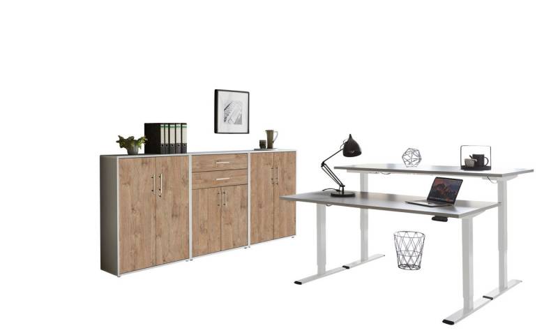 BMG Möbel Büromöbel-Set e-Tabor Set 15, (Büromöbel-Set 15, elektrisch höhenverstellbarer Schreibtisch + Aktenschränke), stufenlos verstellbar 69-119 cm, mit Memory-Funktion von BMG Möbel