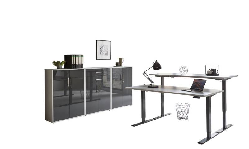 BMG Möbel Büromöbel-Set e-Tabor Set 15, (Büromöbel-Set 15, elektrisch höhenverstellbarer Schreibtisch + Aktenschränke), stufenlos verstellbar 69-119 cm, mit Memory-Funktion von BMG Möbel