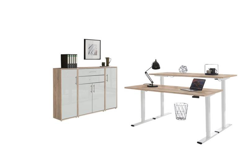 BMG Möbel Büromöbel-Set e-Tabor Set 16, (Büromöbel-Set 16, elektrisch höhenverstellbarer Schreibtisch + Aktenschränke), stufenlos verstellbar 69-119 cm, mit Memory-Funktion von BMG Möbel