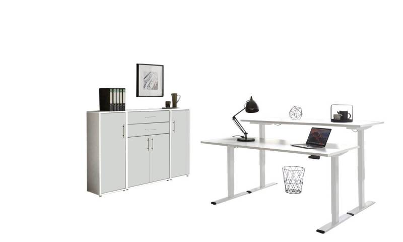 BMG Möbel Büromöbel-Set e-Tabor Set 16, (Büromöbel-Set 16, elektrisch höhenverstellbarer Schreibtisch + Aktenschränke), stufenlos verstellbar 69-119 cm, mit Memory-Funktion von BMG Möbel