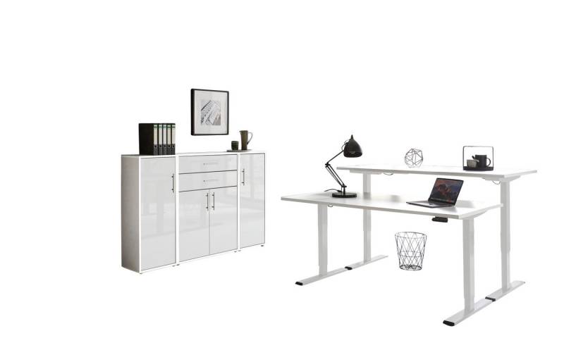 BMG Möbel Büromöbel-Set e-Tabor Set 16, (Büromöbel-Set 16, elektrisch höhenverstellbarer Schreibtisch + Aktenschränke), stufenlos verstellbar 69-119 cm, mit Memory-Funktion von BMG Möbel