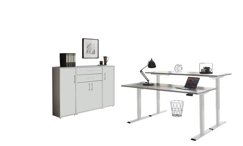 BMG Möbel Büromöbel-Set e-Tabor Set 16, (Büromöbel-Set 16, elektrisch höhenverstellbarer Schreibtisch + Aktenschränke), stufenlos verstellbar 69-119 cm, mit Memory-Funktion von BMG Möbel