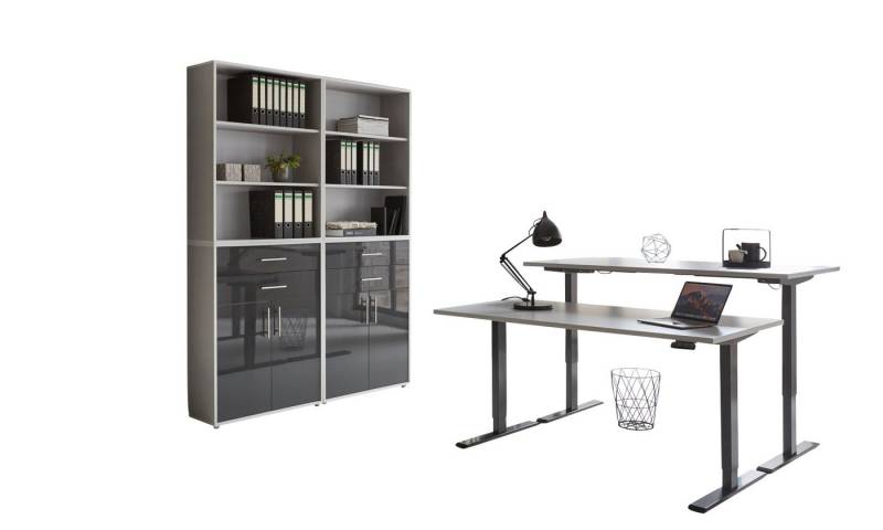 BMG Möbel Büromöbel-Set e-Office Set 20, (Büromöbel-Set 20, elektrisch höhenverstellbarer Schreibtisch + Aktenschränke), stufenlos verstellbar 69-119 cm, mit Memory-Funktion von BMG Möbel