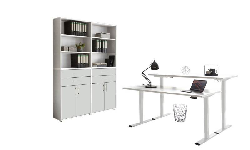 BMG Möbel Büromöbel-Set e-Office Set 20, (Büromöbel-Set 20, elektrisch höhenverstellbarer Schreibtisch + Aktenschränke), stufenlos verstellbar 69-119 cm, mit Memory-Funktion von BMG Möbel