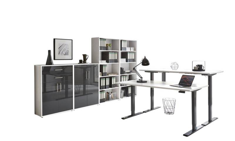 BMG Möbel Büromöbel-Set e-Office Set 21, (Büromöbel Set 21, elektrisch höhenverstellbarer Schreibtisch + Aktenschränke), stufenlos verstellbar 69-119 cm, mit Memory-Funktion von BMG Möbel