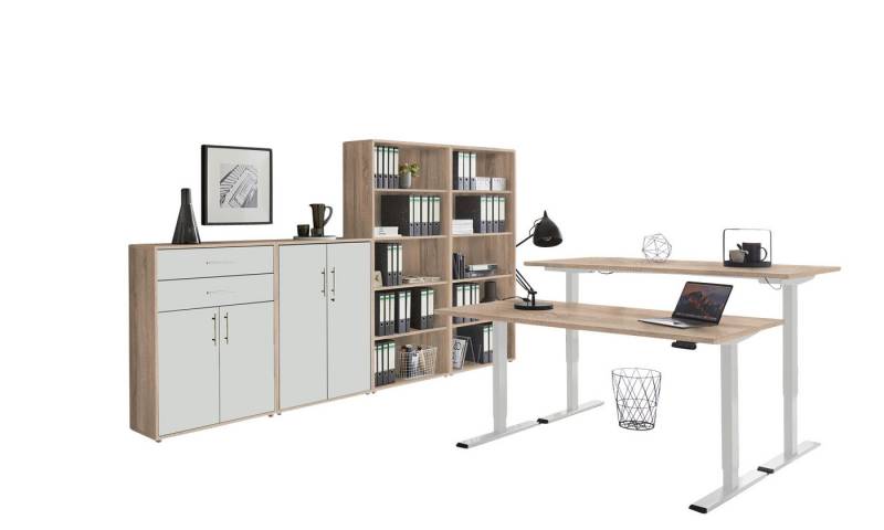 BMG Möbel Büromöbel-Set e-Office Set 21, (Büromöbel Set 21, elektrisch höhenverstellbarer Schreibtisch + Aktenschränke), stufenlos verstellbar 69-119 cm, mit Memory-Funktion von BMG Möbel