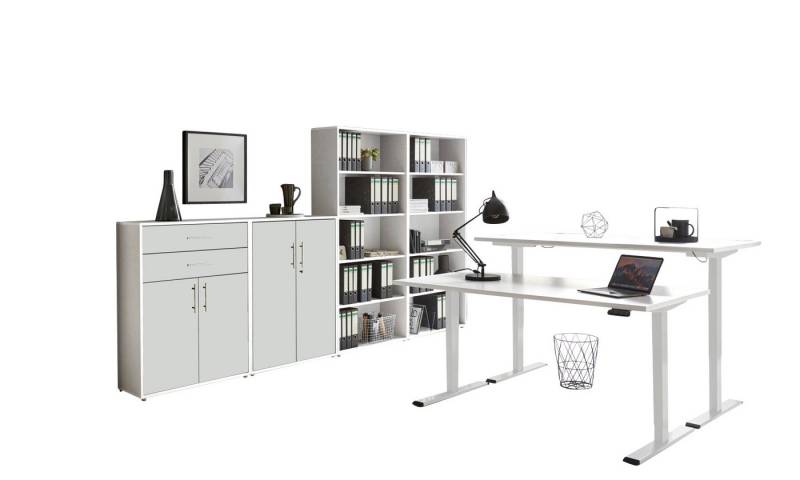 BMG Möbel Büromöbel-Set e-Office Set 21, (Büromöbel Set 21, elektrisch höhenverstellbarer Schreibtisch + Aktenschränke), stufenlos verstellbar 69-119 cm, mit Memory-Funktion von BMG Möbel