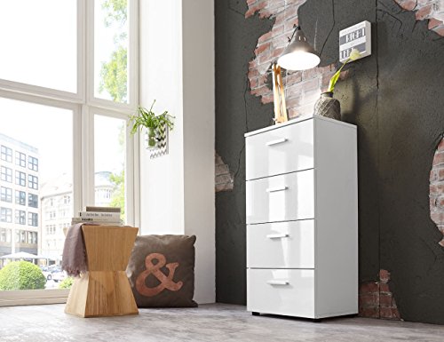 Schubladen Kommode Sideboard Tower Marbella in Hochglanz weiß Höhe 91 Breite 44 Tiefe 32 cm Schubladen Kommode Sideboard Tower Marbella in Hochglanz weiß Höhe 91 Breite 44 Tiefe 32 cm von BMG Möbel
