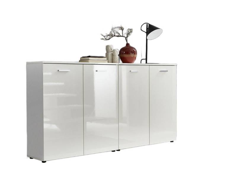 BMG Möbel Schuhkommode Marbella Kommoden-Set 2 (2 Schuhkommoden, Fronten in weiß Hochglanz), Made in Germany von BMG Möbel