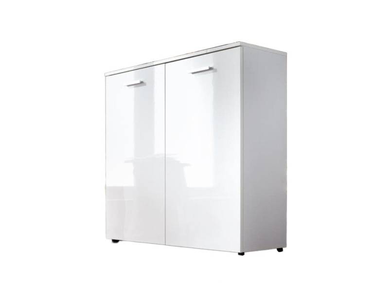 BMG Möbel Schuhschrank Monaco (Kommode, Schuhkommode, 88 cm breit mit Softclose Hochglanz Türen) Fronten und Oberboden in weiß Hochgalnz, 16 Paar Schuhe bis Gr. 46 von BMG Möbel
