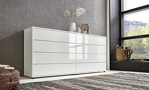 BMG Möbel Sideboard »Mailand Set 1« (Kommode Schubladenkommode Anrichte), mit weiß lackierten Hochglanzfronten und hochwertigen Push-to-Open Beschlägen von BMG Möbel