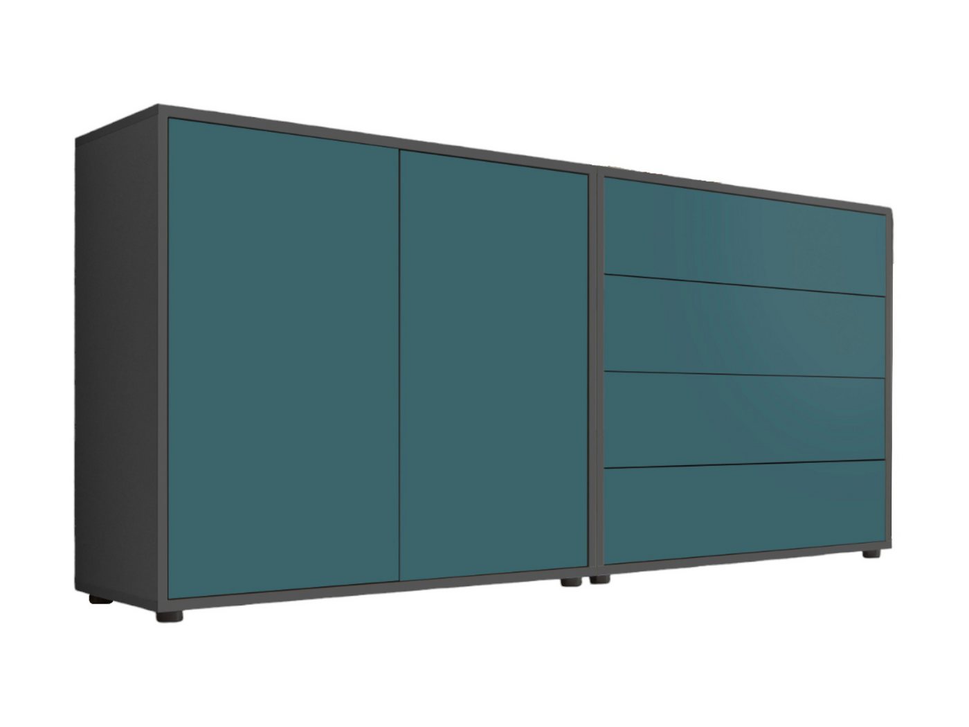 BMG Möbel Sideboard Mailand Set 3 (Schubladenkommode Sideboard Kommode Anrichte, in verschiedenen Farben), Push-to-open-Funktion, Anti-Fingerprint-Beschichtung von BMG Möbel