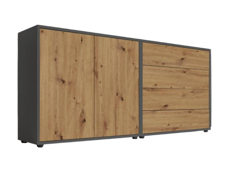 BMG Möbel Sideboard Mailand Set 3 (Schubladenkommode Sideboard Kommode Anrichte, in verschiedenen Farben), Push-to-open-Funktion, Anti-Fingerprint-Beschichtung von BMG Möbel