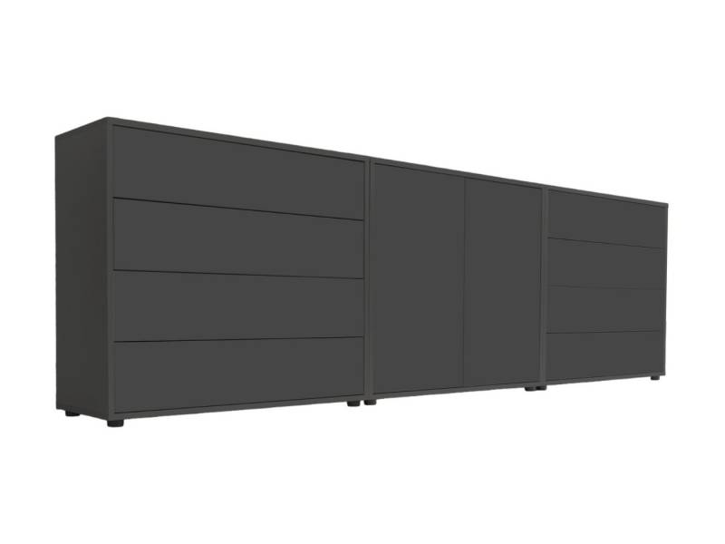 BMG Möbel Sideboard Mailand Set 4 (Schubladenkommode Sideboard Kommode Anrichte, in verschiedenen Farben), Push-to-open-Funktion, Anti-Fingerprint-Beschichtung von BMG Möbel