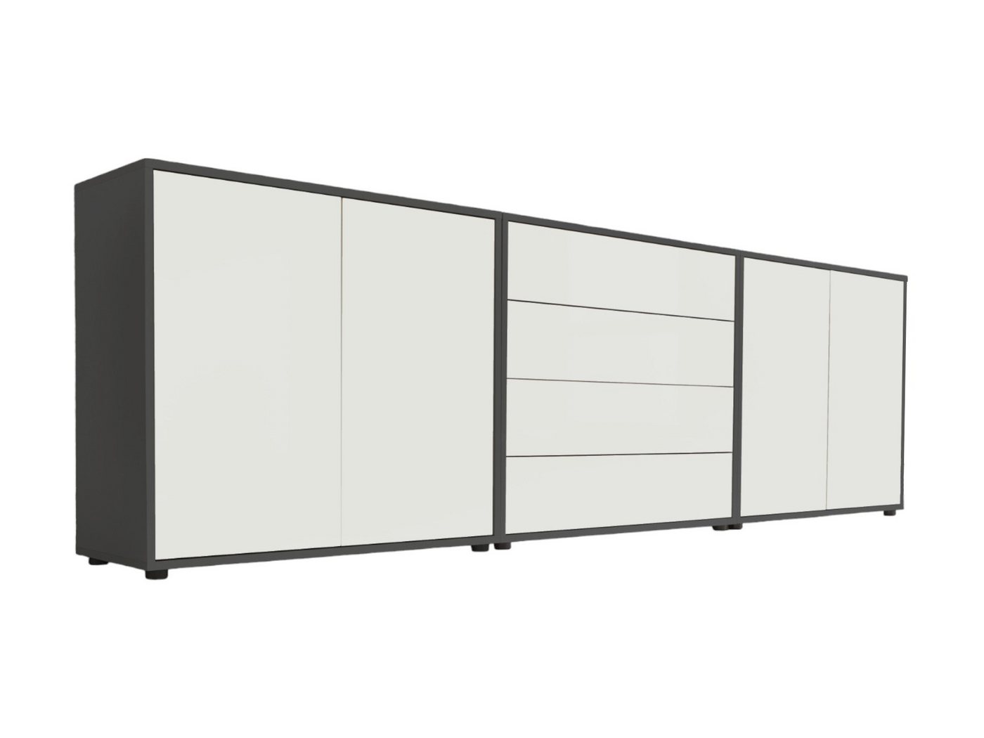 BMG Möbel Sideboard Mailand Set 5 (Schubladenkommode Sideboard Kommode Anrichte, in verschiedenen Farben), Push-to-open-Funktion, Anti-Fingerprint-Beschichtung von BMG Möbel