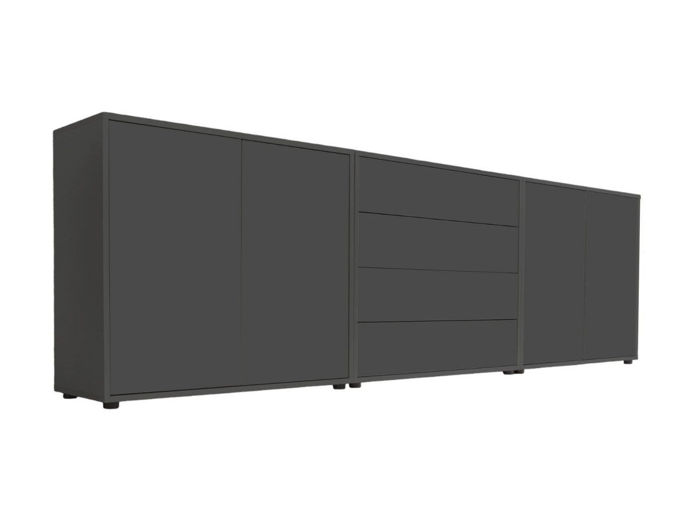 BMG Möbel Sideboard Mailand Set 5 (Schubladenkommode Sideboard Kommode Anrichte, in verschiedenen Farben), Push-to-open-Funktion, Anti-Fingerprint-Beschichtung von BMG Möbel