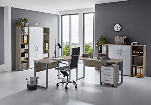 Büromöbel Arbeitszimmer Home Office komplett Set Office Edition (Set 5) in Eiche Sonoma/Weiß - Made in Germany von BMG Möbel