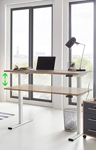 Büromöbel Arbeitszimmer Komplett Office Edition in Sonoma Eiche/Weiss Matt (138 cm Schreibtisch Höhenverstellbar) von BMG Möbel